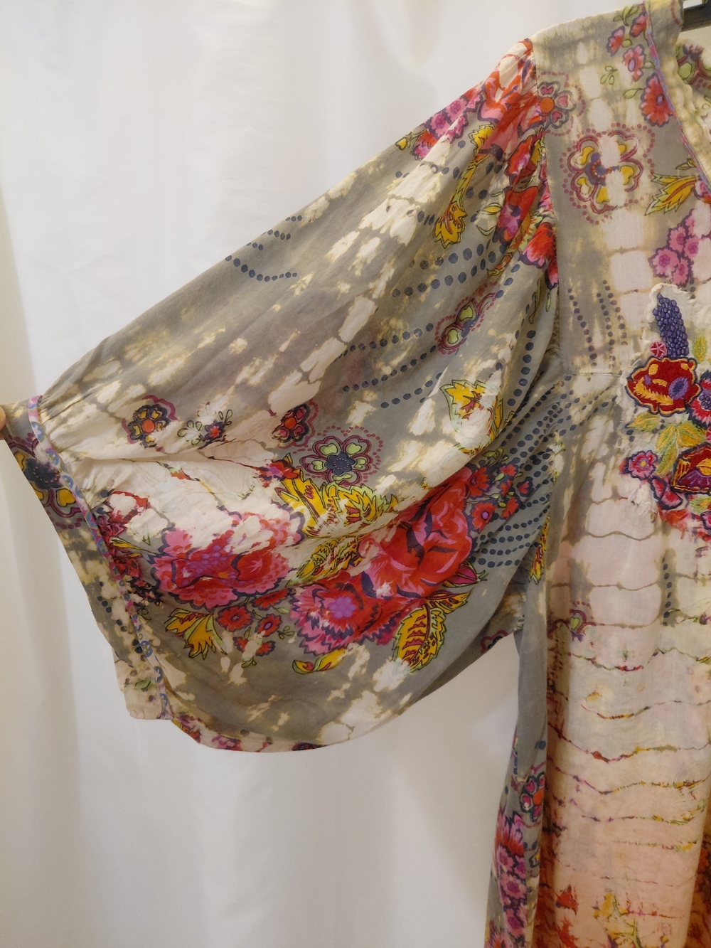 EUC Sz M Tianello Multicolor Floral Boho Tie Dye Embroidered Peasant - Picture 7 of 11